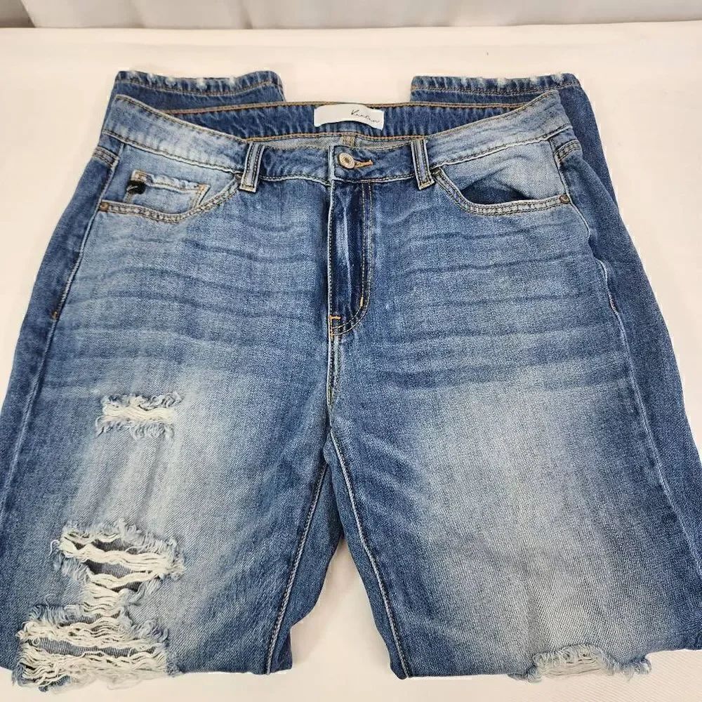 Kancan Mid-Rise Boyfriend Relaxed Distressed Denim Jeans Size 11 - Picture 10 of 11